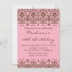 Invitation à l'anniversaire du Sweet sixteen de Da