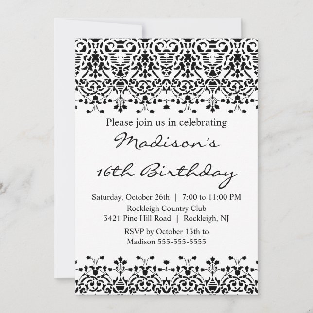 Invitation à l'anniversaire du Sweet sixteen de Da (Devant)