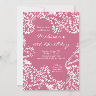 Invitation à l'anniversaire du Sweet sixteen Paisl