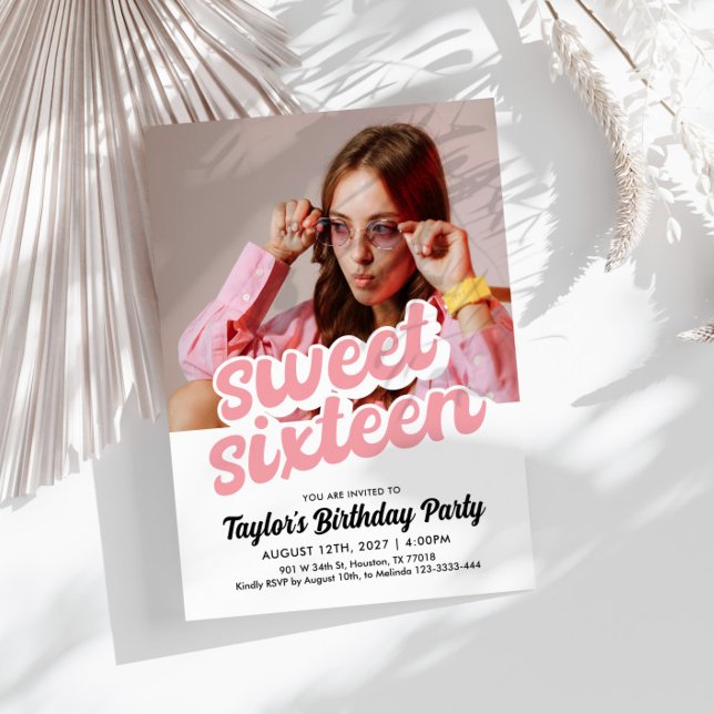 Invitation à l'anniversaire du Sweet sixteen Retro (Créateur téléchargé)