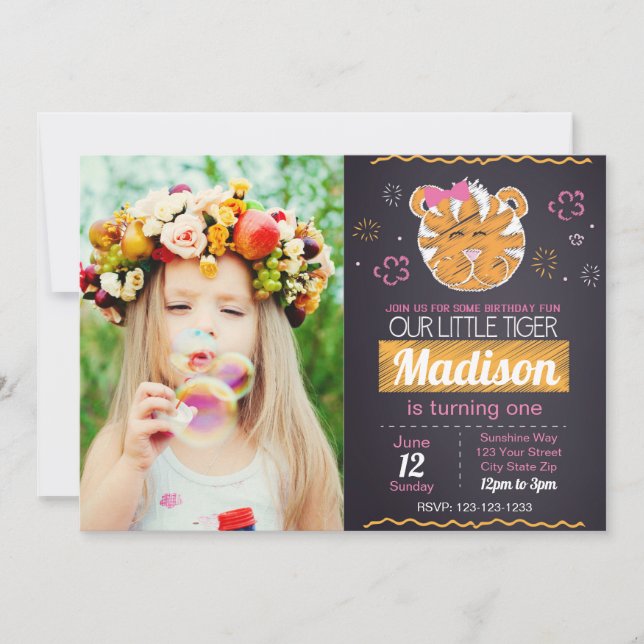 Invitation à l'anniversaire du tigre rose avec pho (Devant)