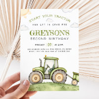 Invitation à l'anniversaire du tracteur vert