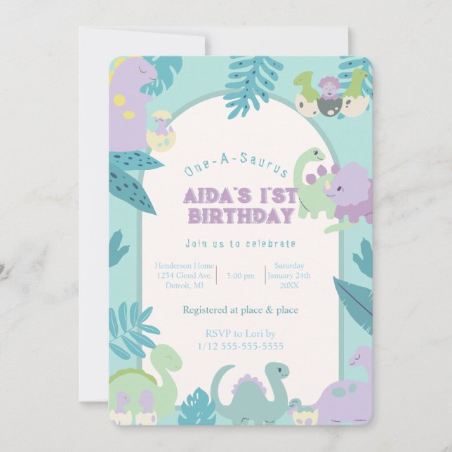 Invitation à l'anniversaire d'un dinosaure à A-Sau (Devant)