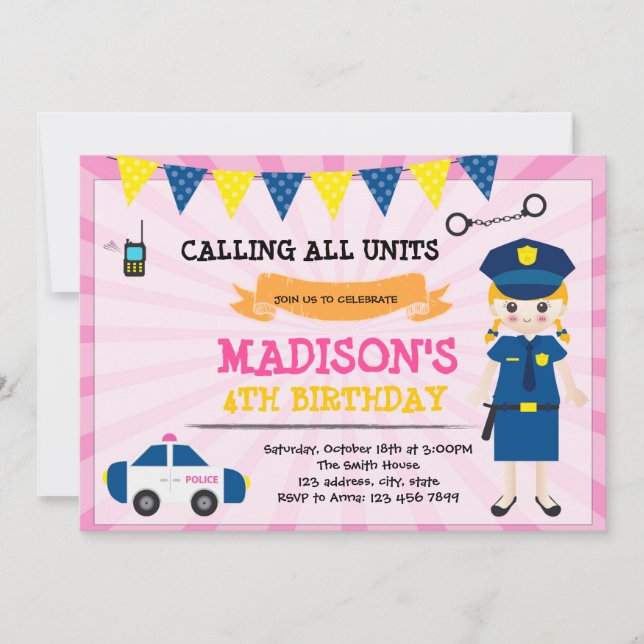 Invitation à l'anniversaire d'un officier de polic (Devant)
