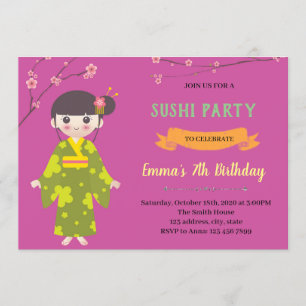 Invitation à l'anniversaire d'une fille japonaise