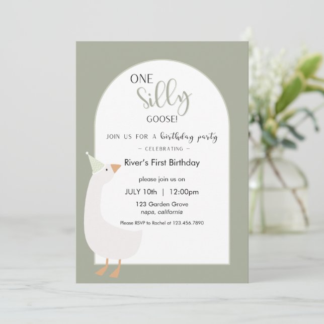 Invitation à l'anniversaire d'une oie bête (Debout devant)