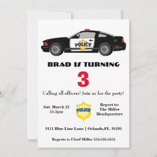 Invitation à l'anniversaire d'une voiture de polic