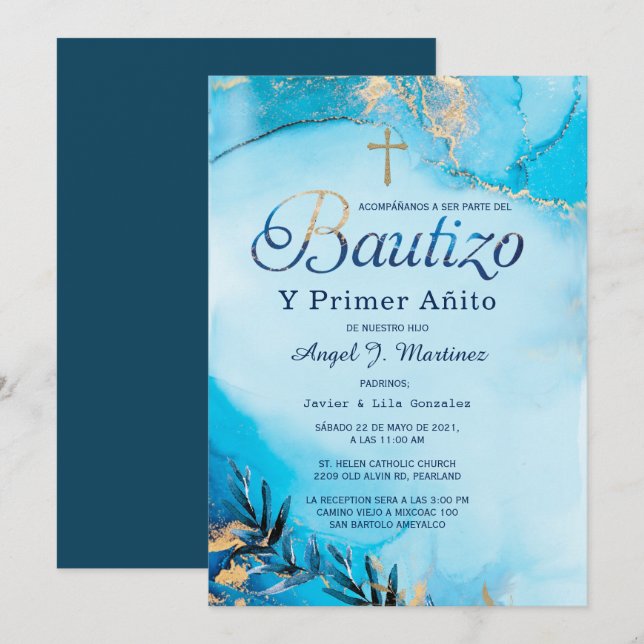 Invitation à l'anniversaire et au baptême (Devant / Derrière)