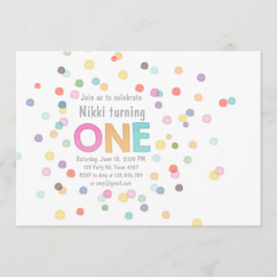 Invitation à l'anniversaire Girl Watercolor confet