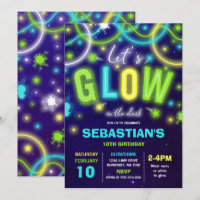 Invitation à l'anniversaire luisant Neon Glow Danc