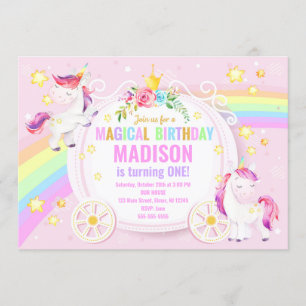 Invitation à l'anniversaire magique de Unicorn / W