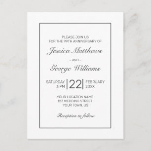 Invitation à l'anniversaire minimaliste du Mariage