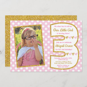 Invitation à l'anniversaire Pink and Gold