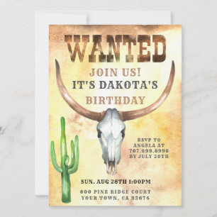 Invitation à l'anniversaire Recherché de Cowboy