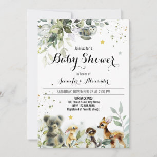 Invitation à l'aquarelle du Baby shower des bois