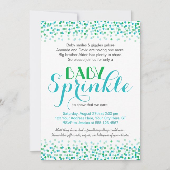 Invitation à l'aspersion de bébé ・ Confetti Design (Devant)