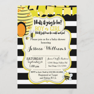 Invitation à l'Baby shower d'abeilles ou parti de 