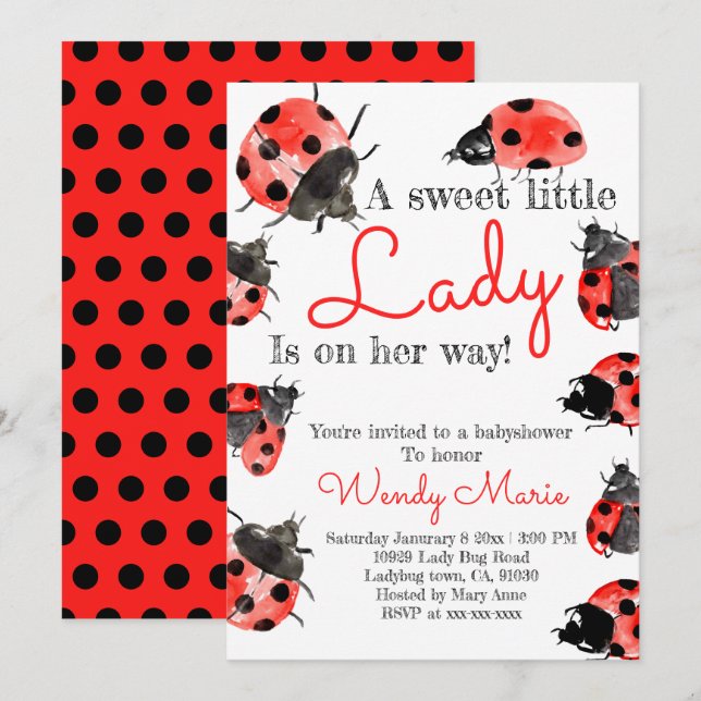 Invitation à l'baby shower de la petite fille de l (Devant / Derrière)