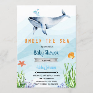 Invitation à l'baby shower des baleines