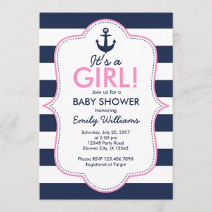 Invitation à l'Baby shower Nautical Girl