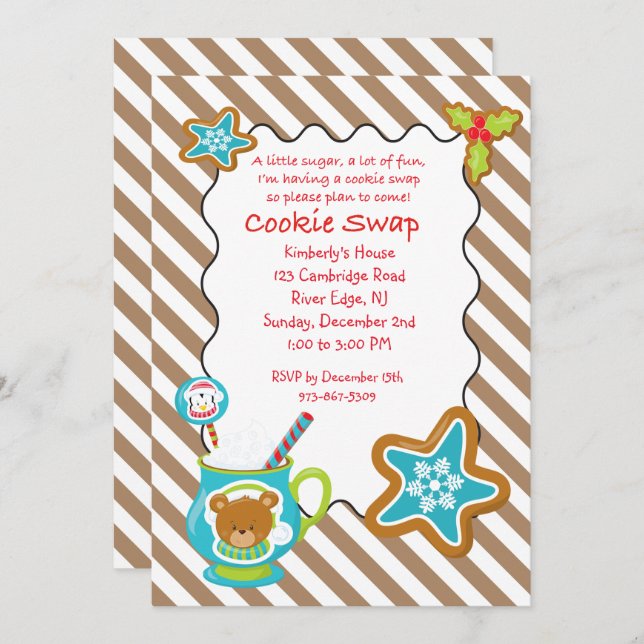 Invitation à l'échange de biscuits Hot Coco & Cook (Devant / Derrière)
