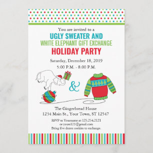 Invitation à l'échange de cadeaux White Elephant