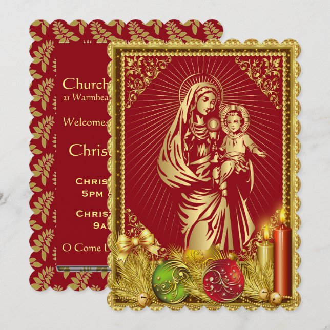 Invitation à l'église de Noël personnalisable (Devant / Derrière)