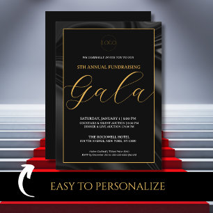 Invitation à l'élégant gala de charité en noir