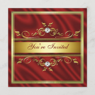 Invitation à l'élégante Soie rouge or/Satin Party