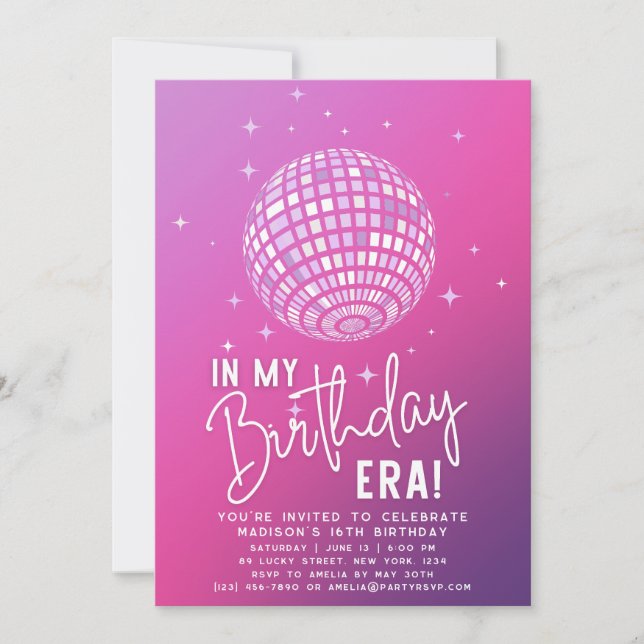 Invitation À l'ère de mon anniversaire, fête de l'ère, fête d (Devant)