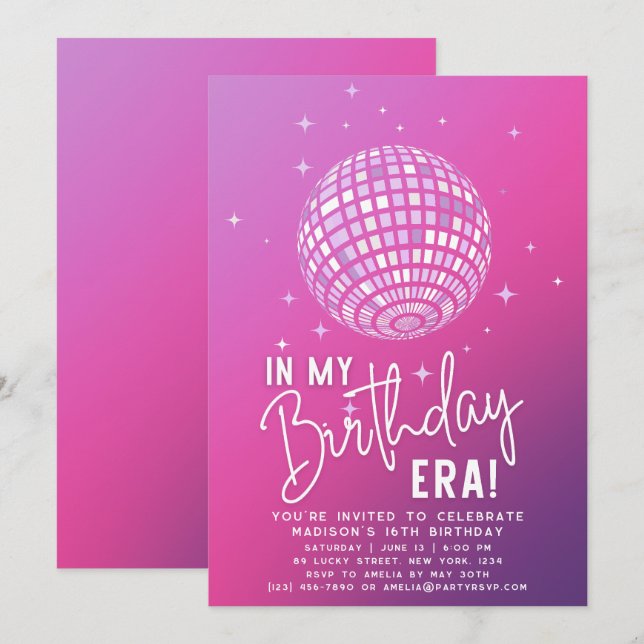Invitation A L'Ère De Mon Anniversaire, Fête De L'Ère, Fête D (Devant / Derrière)