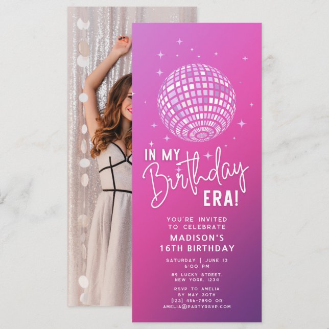 Invitation À l'ère de mon anniversaire, fête de l'ère, fête d (Devant / Derrière)