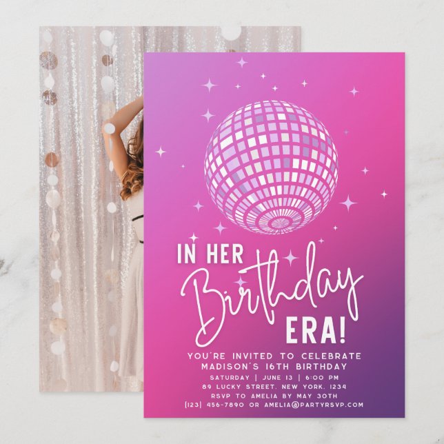 Invitation À l'ère de son anniversaire, fête de l'ère, fête d (Devant / Derrière)