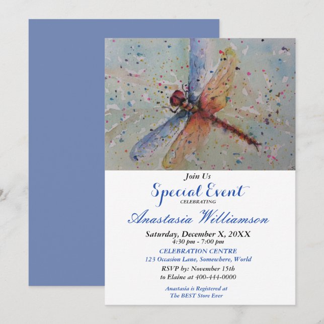 INVITATION À L'ÉVÉNEMENT DE LA FÊTE DE LA LIBELLUL (Devant / Derrière)