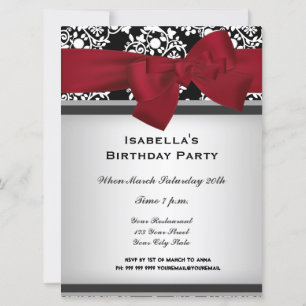 Invitation à l'événement en damas rouge grand
