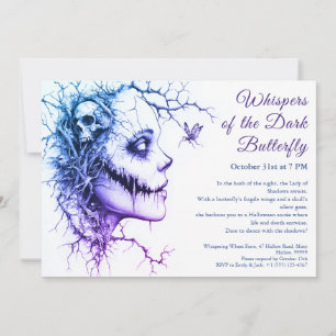 Invitation à l'Halloween de dame noire - Papillon 