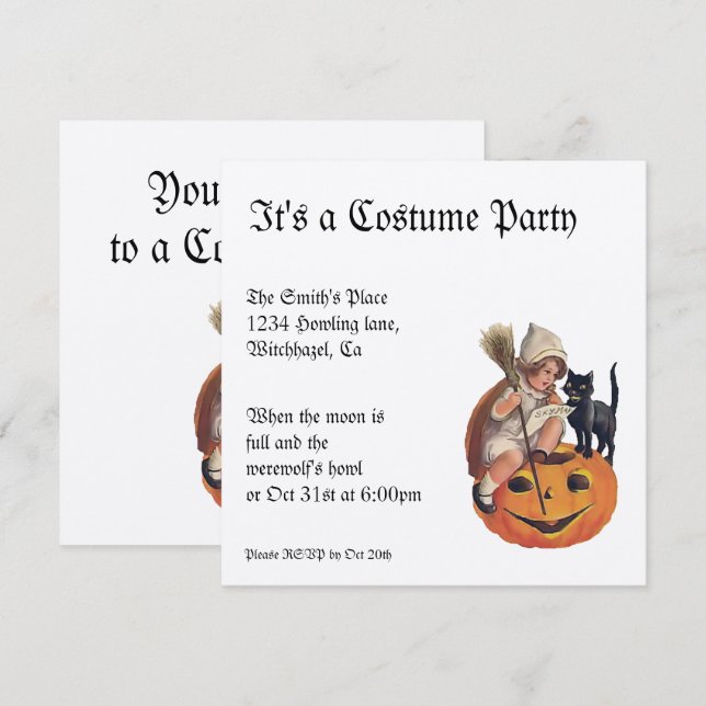 Invitation à l'Halloween Vintage en métal (Devant / Derrière)