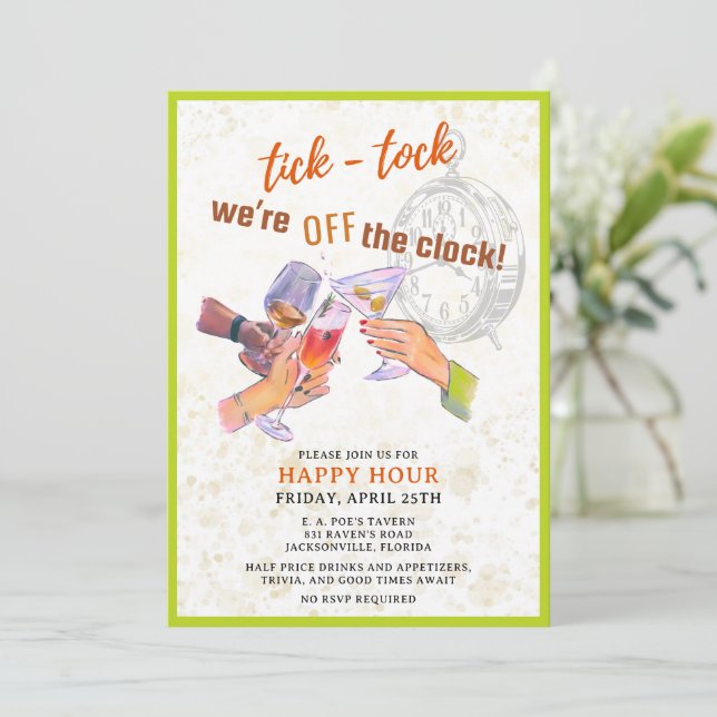 Invitation à l'heure heureuse de Tick Tock (Debout devant)