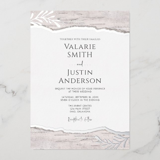 Invitation à l'huile de Mariage de Birch Rustique (Recto)