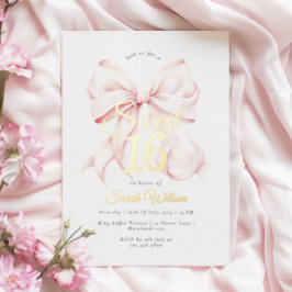 Invitation à l'huile de Sweet sixteen rose Bow