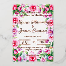 Invitation à l'huile florale rose et violet