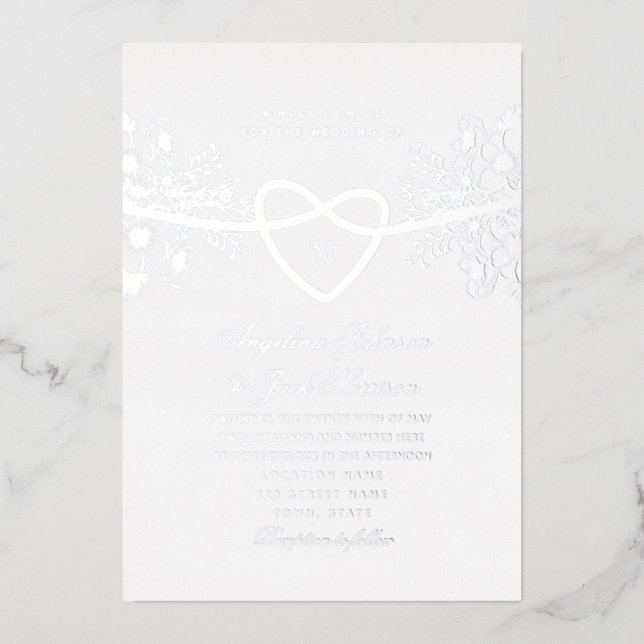 Invitation à l'huile Mariage florale dorée (Recto)