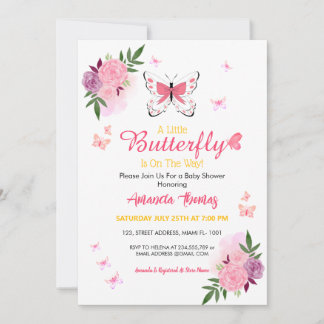 Invitation A Little Baby Butterfly Is On The Way Baby Shower 