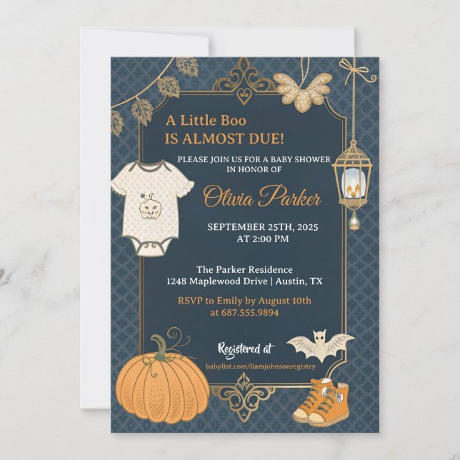 Invitation A Little Boo Halloween Baby Shower - Autumn Baby (Devant)