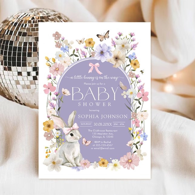 Invitation A Little Bunny Wildflower Baby Shower (Créateur téléchargé)