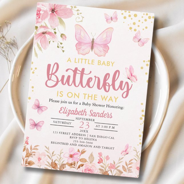 Invitation A Little Butterfly is on the Way, Baby Shower Girl (Créateur téléchargé)