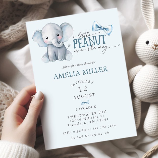 Invitation A Little Peanut is on the Way Elephant Baby Shower (A Little Peanut is on the Way Elephant Baby Shower Invitation)