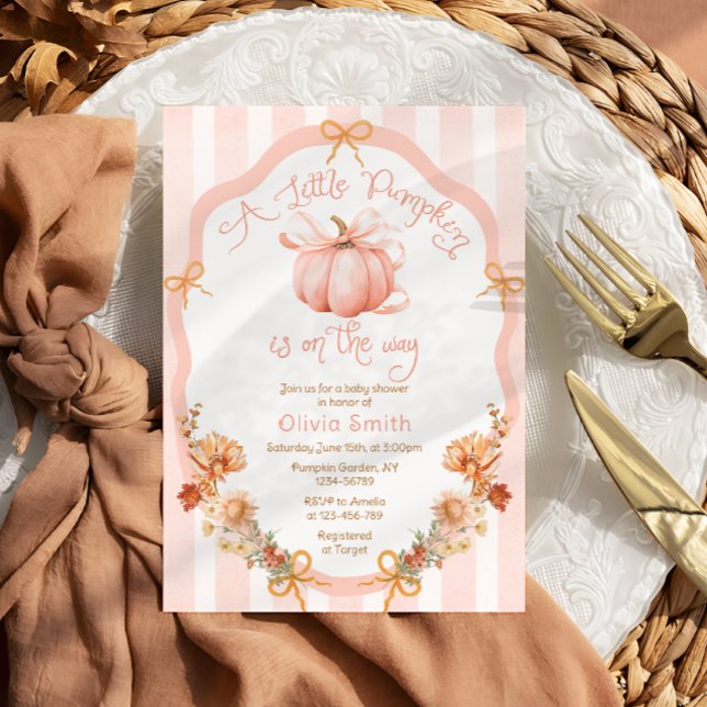 Invitation A Little Pumpkin Fall Floral Baby Shower (Créateur téléchargé)