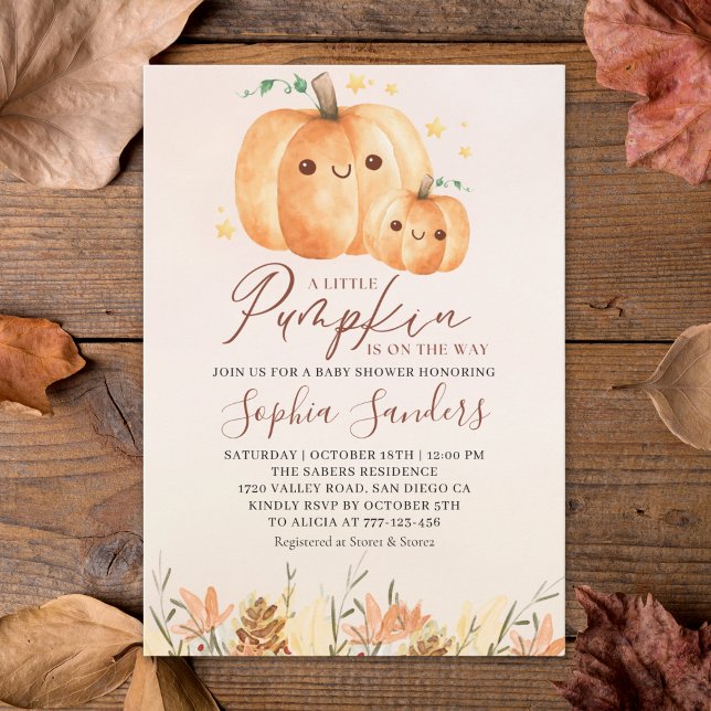 Invitation A Little Pumpkin Is on the Way" Fall Baby Shower (Créateur téléchargé)