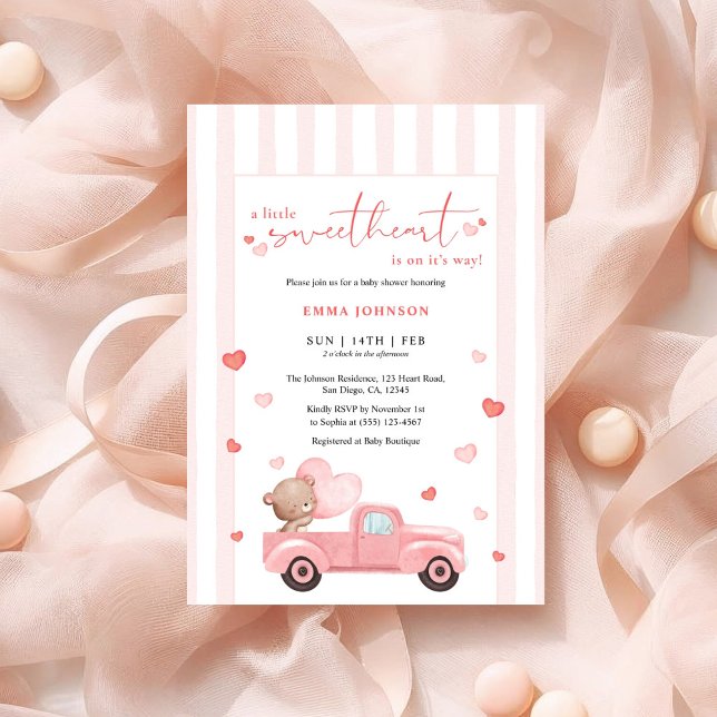Invitation A Little Sweetheart Bear Valentine Baby Shower (Créateur téléchargé)